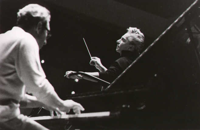 HvK (conducting) and Géza Anda (on the piano)
